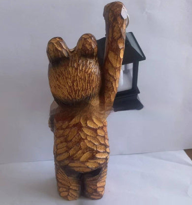 Bear Lamp Wood Carving Resin Garden Bear Decorations Manor Led Ornaments