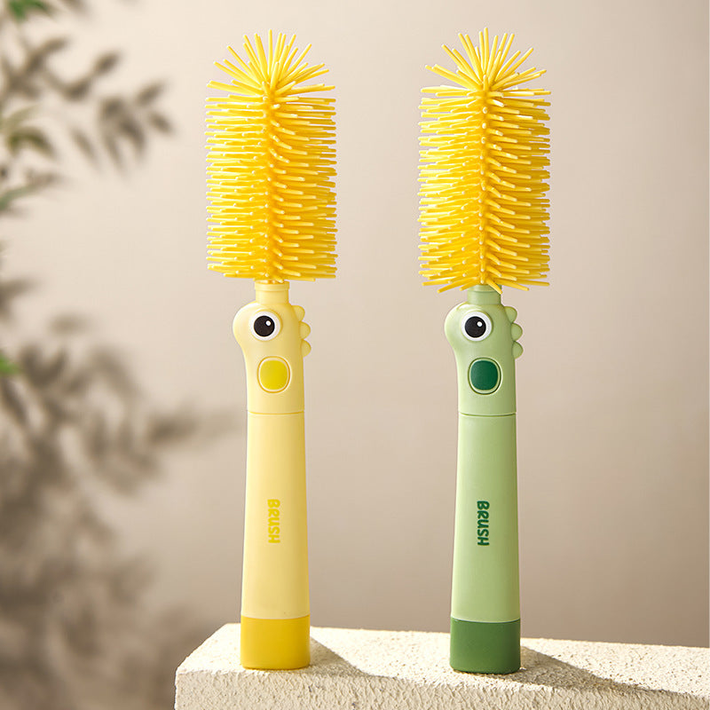 Little Dinosaur Two-in-one Soft Silicone Cup Brush Cleaning Brush