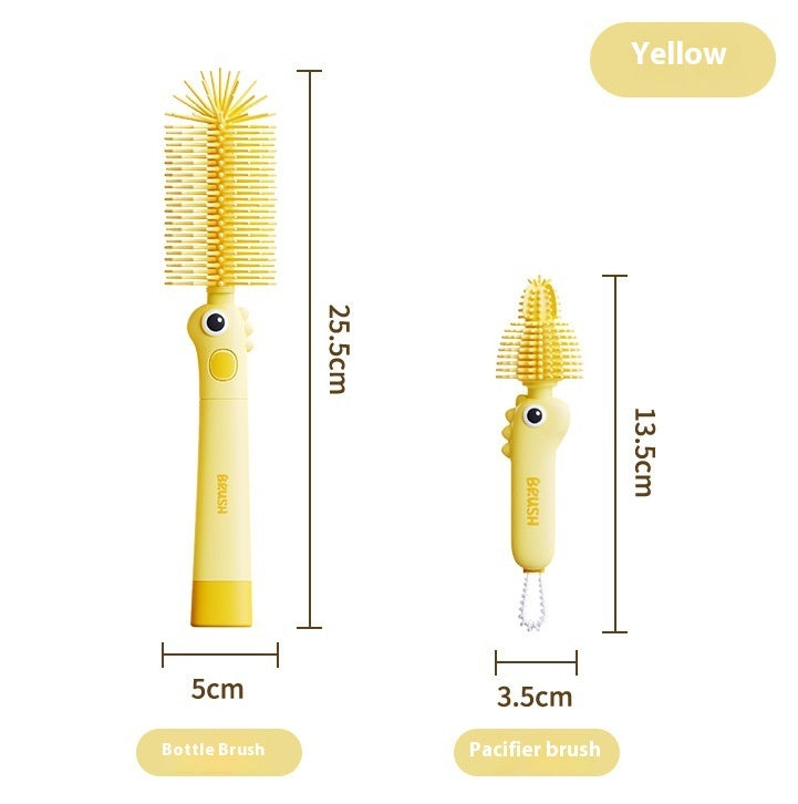 Little Dinosaur Two-in-one Soft Silicone Cup Brush Cleaning Brush