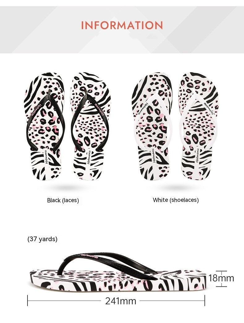 Women's Leopard Flip Flops Non-slip Slippers Summer Flip-flops Women